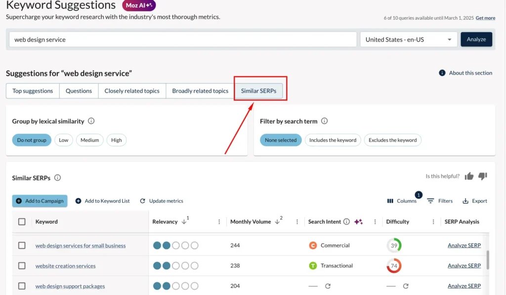 How-to-use-moz-keyword-explorer-to-find-similar-serps | webtronix designs web agency keyword content