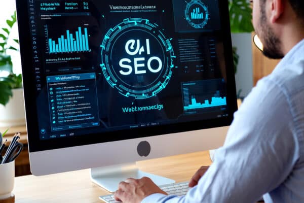 Ai seo | webtronix designs web agency AI SEO Man Using AI With His SEO